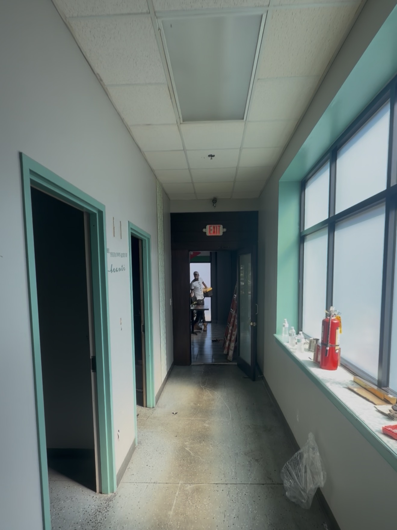 Commercial corridor during renovation work